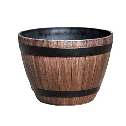 Macabolo Whiskey Holz Fass Harz Blumentopf imitiert Holz Pflanzfass (19 * 14,5 * 12CM) von Macabolo