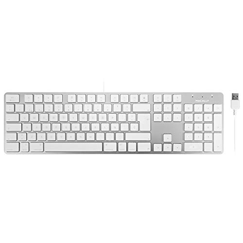 Macally SLIMKEYPROA-ES USB-Tastatur für Mac mit 104 Tasten, ultradünn und in voller Größe, Spanisch von Macally