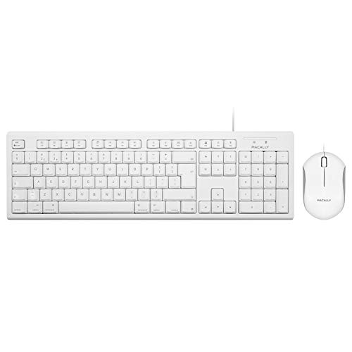Macally QKEYCOMBO-UK, erweiterte USB Tastatur für Mac im Paket mit optischer 3-Tasten Maus, englisches QWERTY Layout von Macally