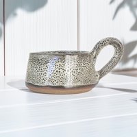 steinzeug Glasierte Teetasse Teelichthalter, Keramik, Wohndekor, Rustikales Dekor, in Einer Auswahl Von Braun, Grau Oder Winterweiß von MacandLillyMadeByUs