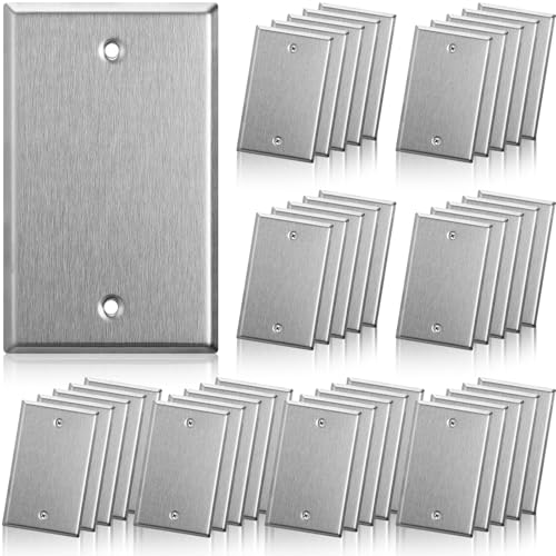 Macarrie Wandplattenabdeckung, blanko, Edelstahl, Metall, Wandplatten, korrosionsbeständig, gebürstete Oberfläche, für den Außenbereich, 7,9 x 11,4 cm, silberfarben, 40 Stück von Macarrie