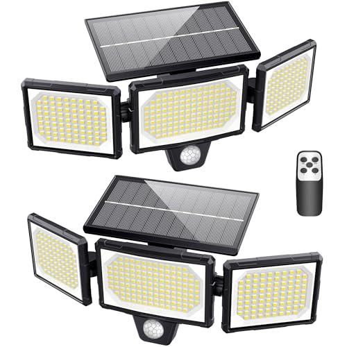 Macchiatto Solarleuchte für den Außenbereich mit Bewegungsmelder 2 Stück, 304LED Solarlicht für den Außenbereich, 1200LM IP65 Wasserdicht Solar Aussenleuchte für Garten Balkon Garage von Macchiatto