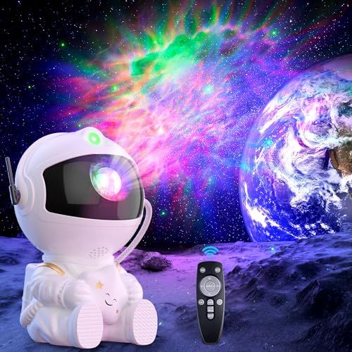 Sternenhimmel Projektor Astronaut, Galaxy LED Projektor Kinder mit 8 Modi & 360° Rotation, Sternenprojektor/Planetarium Nachtlicht, Fernbedienung & Timer, Geschenk für Kinder und Erwachsene von Macchiatto
