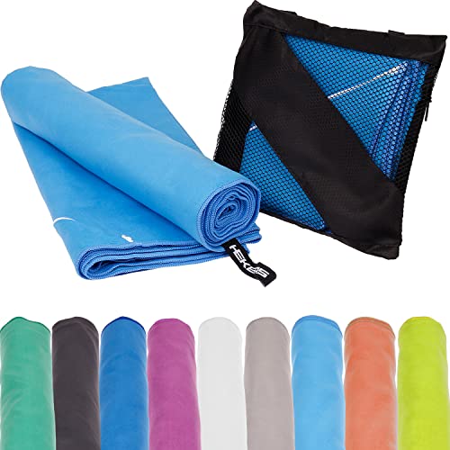 Mach1 100x200cm Mikrofaser Sport Handtuch hell blau – kompakt & schnell trocknend – Microfaser Handtücher – EIN perfektes Sporttuch, Reisehandtuch, Strandhandtuch von Mach1