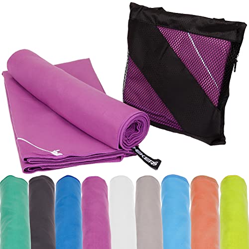 Mach1 100x200cm Mikrofaser Sport Handtuch lila – kompakt & schnell trocknend – Microfaser Handtücher – EIN perfektes Sporttuch, Reisehandtuch, Strandhandtuch von Mach1