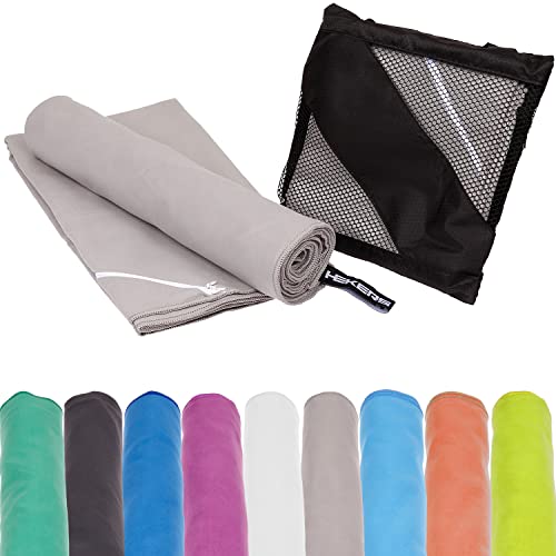 Mach1 2 Stück 30x50cm Mikrofaser Sport Handtuch hell grau – kompakt & schnell trocknend – Microfaser Handtücher – EIN perfektes Sporttuch, Reisehandtuch, Strandhandtuch von Mach1