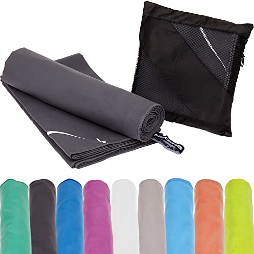 Mach1 2 Stück 40x80cm Mikrofaser Sport Handtuch anthrazit – kompakt & schnell trocknend – Microfaser Handtücher – EIN perfektes Sporttuch, Reisehandtuch, Strandhandtuch von Mach1