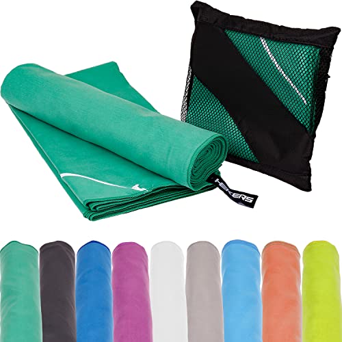 Mach1 2 Stück 40x80cm Mikrofaser Sport Handtuch gürn – kompakt & schnell trocknend – Microfaser Handtücher – EIN perfektes Sporttuch, Reisehandtuch, Strandhandtuch von Mach1