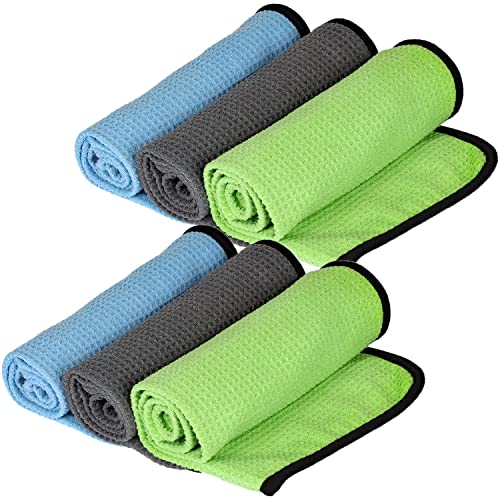 Mach1 6 Stück Mikrofasertuch 40x60 cm Premium Mikrofaser Glastücher mit 400g/m² in Profiqualitä – fusselfreie Scheibentücher für Haushalt, Büro und Auto von Mach1