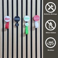 Personalisierter Haken Für Akustikpaneel - Klemmhalter Mit Namen 3D-Druck in Wunschfarbe 3/5 cm Optional Kleiderhaken von MachDirWas