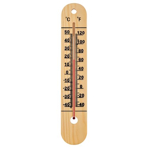10,5 Zoll Außenthermometer Holz Wasserdicht Wandmontage Dual Skala für Terrasse und Garten Leicht zu lesen von Machify