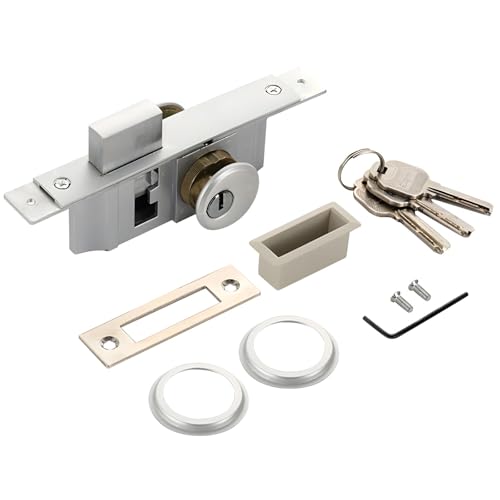 Kommerzielles Glastürschloss, Adams Rite Stil, Einsteckschloss und Zylinder-Kombination mit Haken, für 1,65 bis 1,89 dicke Türen, 3 Schlüssel von Machify