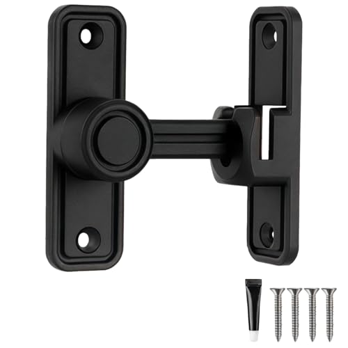 Schwarzes Schiebetürschloss Kit Flip Gate Riegel 90 oder 180 Grad Federkugelpositionierung Sicherheitsschloss Schraubmontage oder bohrfrei Garten Garage Türen Fenster von Machify