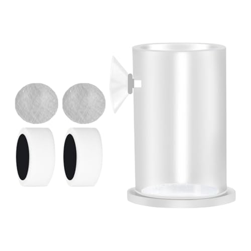 Fischfutter-Futterstation – transparente Aquarium- -Futterschale, Saugnapf-Design, Anti-Drift-Ring, Auslaufnetz, zylindrische Form, Wasserzubehör für Zuhause von Maciun