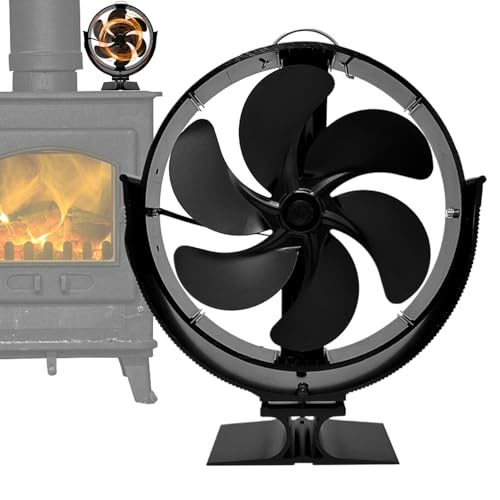Maciun Kaminventilator Leiser Kamin Ventilator - Ofenventilator Ohne Strom - Kaminlüfter Blättern Kamin Ventilator Nicht-elektrischer Ofenventilator von Maciun