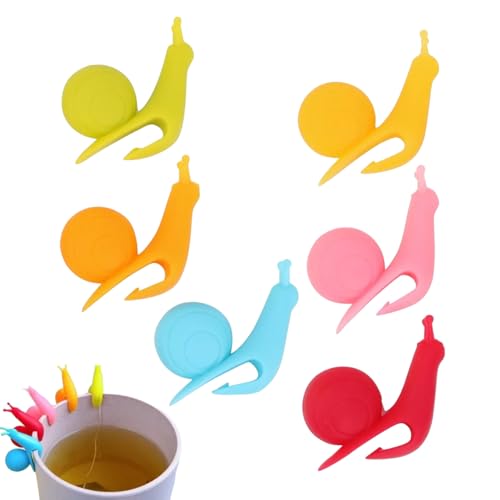 Teebeutelhalter für Tassen, Teebeutelhalter aus Silikon, 6 Stück Teebeutelhalter in Schneckenform, lebensmittelecht, wasserdicht, niedlich, Clip Maciun von Maciun