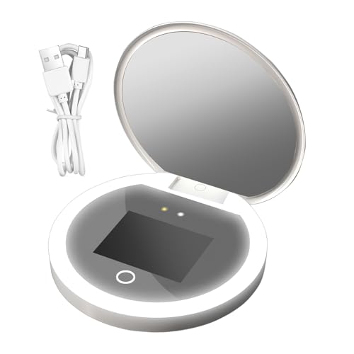 UV Spiegel Hautschutz Spiegel Tragbare Smart Zweiseitige UV-Kamera 2X Vergrößerung mit Dimmbaren LED-Leuchten für Zuhause Auto Badezimmer Eitelkeit von Maciun