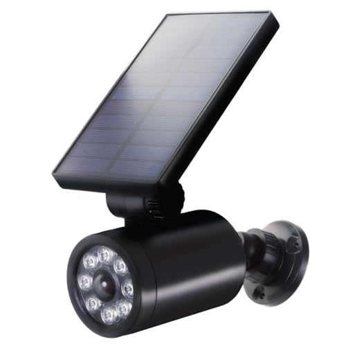 Maclean 4-er Pack Solar Kamera-Attrappe mit Bewegungsmelder und LED-Licht | IP Attrappe mit Objektiv | IP44 - für den Außenbereich | 220 Lumen, 6500K | Solarbetrieben, Blinkende rote LED (4 Stück) von Maclean