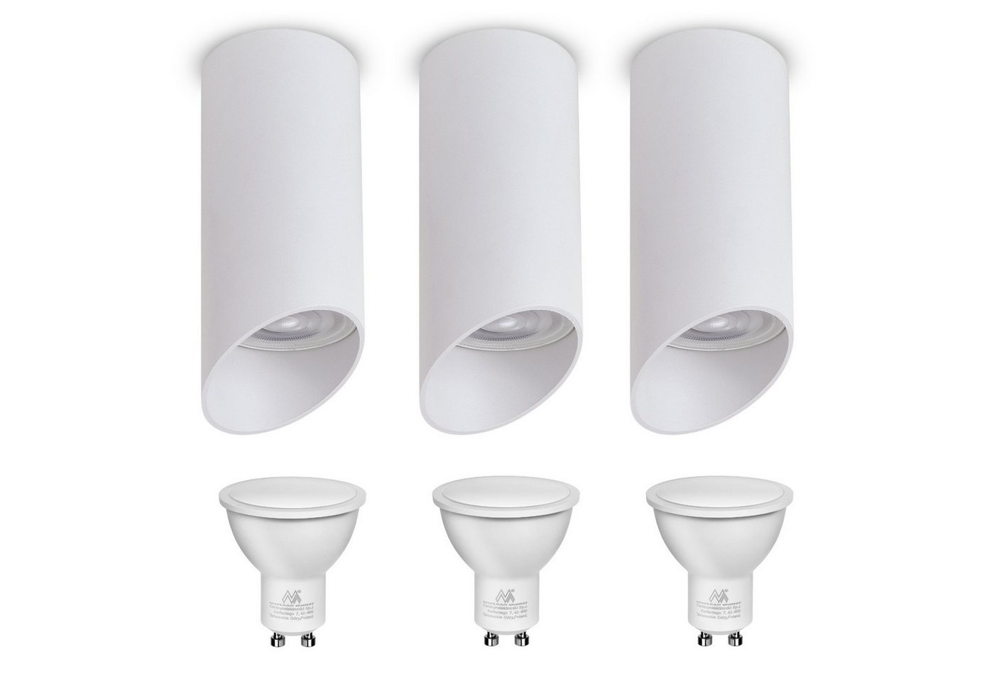 Maclean Aufbauleuchte MCE360 + MCE437, LED wechselbar, Aluminium-Strahlrohr-Anbauleuchte 7W von Maclean