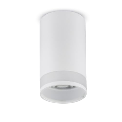 Maclean Aufbaustrahler mit GU10 Fassung bis 40W | Deckenanbauleuchte aus Aluminium mit transparentem Ring | modernes Design | 55x105 mm (Weiß, 1 Stück ohne Leuchtmittel) von Maclean