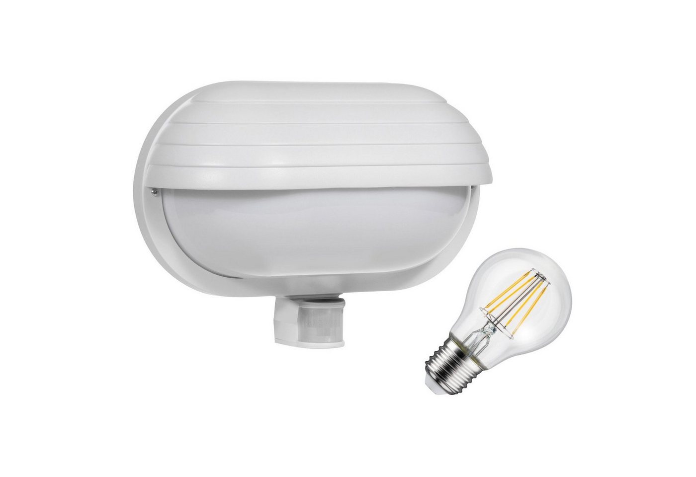 Maclean Außen-Wandleuchte MCE33 + MCE266, LED wechselbar, Warmweiß, Wandleuchte mit Bewegungsmelder + 4W LED-Lampe von Maclean