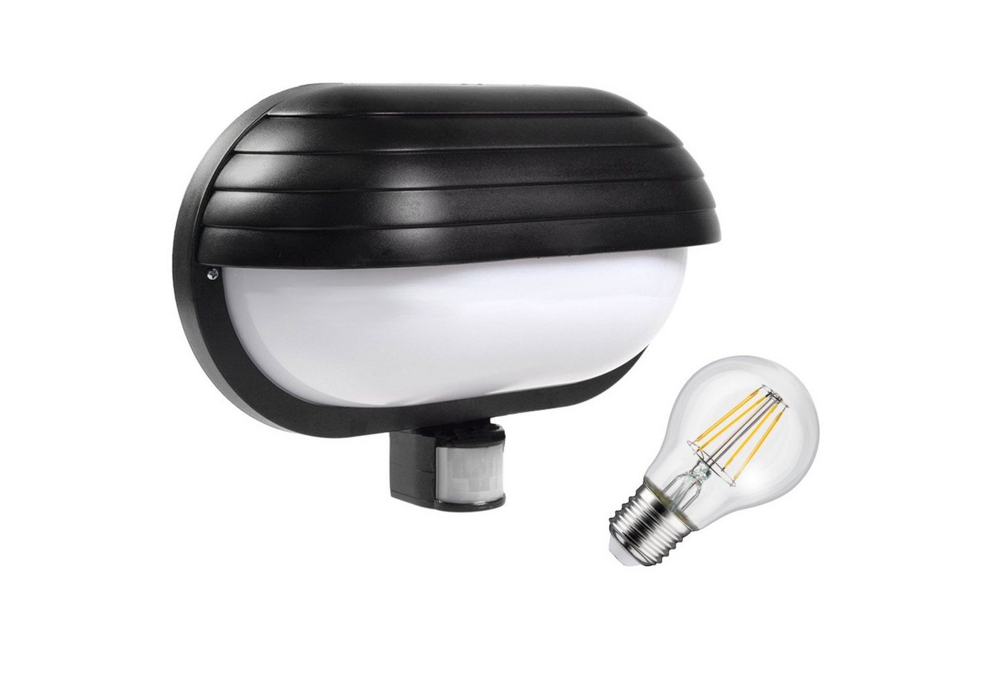 Maclean Außen-Wandleuchte MCE33 + MCE266, LED wechselbar, Warmweiß, Wandleuchte mit Bewegungsmelder + 4W LED-Lampe von Maclean