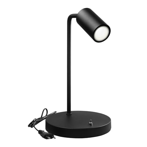 Maclean GU10 Schreibtischlampe mit Ein-/Ausschalter | drehbar, neigbar | max. 40W | platzsparend ideal für Büro Arbeitszimmer Studenten | robustes Design IP20 | MCE370 (Schwarz, Ohne Leuchtmittel) von Maclean