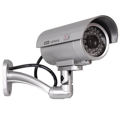 Maclean IR9000 Überwachungskamera Kamera Attrappe Alarmanlage Camera wasserdichte LED-Licht (Silber) von Maclean