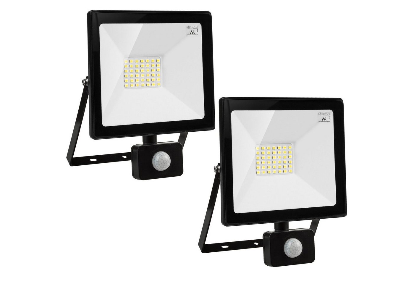 Maclean LED Flutlichtstrahler, LED fest integriert, Warmweiß, Neutralweiß, Kaltweiß, LED fest integriert, PIR-Bewegungsmelder, Dämmerungssensor von Maclean