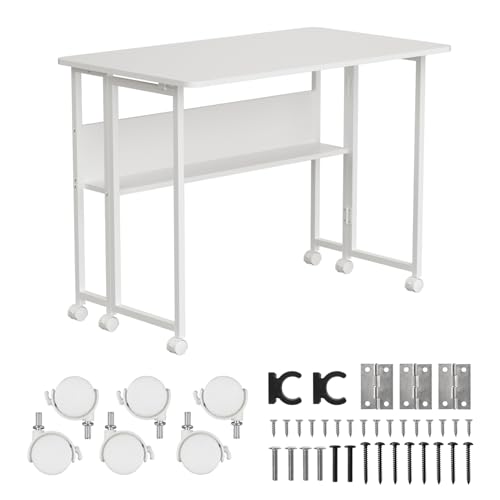 Maclean MC-126 W Klappbarer Mobiler Schreibtisch Weiß 100x58 cm mit Regal Stahlgestell 50 kg belastbar Computertisch Arbeitstisch Büro Tisch auf Rollen Maclean MC-126 W Klappbarer Mobiler Schreibtisch Weiß 100x58 cm mit Regal Stahlgestell 50 kg belastbar Computertisch Arbeitstisch Büro Tisch auf Rollen von Maclean