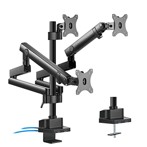 Maclean MC-811 3-Fach Monitorhalter mit Gasfeder Tischhalterung Monitorarm Monitorständer VESA 75x75 100x100 17-27" Für 3 Monitore + 2x USB 3.0 Maclean MC-811 3-Fach Monitorhalter mit Gasfeder Tischhalterung Monitorarm Monitorständer VESA 75x75 100x100 17-27" Für 3 Monitore + 2x USB 3.0 von Maclean