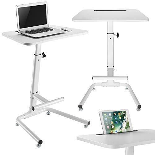Maclean MC-849 Schreibtisch Tisch Laptopständer mit Fußstütze Notebooktisch Tablet höhenverstellbar max Höhe 120cm (Weiß) von Maclean