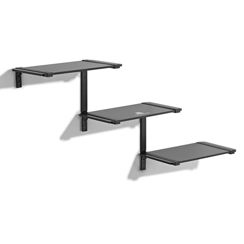 Maclean MC-974 Dreistufige modulare Wandregale, Modulares RTV Wandregal, Individuelle Anpassung und Neuanordnung, Maximale Belastung: 3 x 10 kg, Schwarz von Maclean