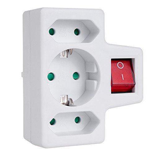 Maclean MCE215 Steckdosenadapter | 3-fach Mehrfachstecker mit Schalter | Stromverteiler mit 1x Schukosteckdose und 2x Eurosteckdose | Belastbarkeit: 1x 16A, 2x 2,5A Maclean MCE215 Steckdosenadapter | 3-fach Mehrfachstecker mit Schalter | Stromverteiler mit 1x Schukosteckdose und 2x Eurosteckdose | Belastbarkeit: 1x 16A, 2x 2,5A von Maclean