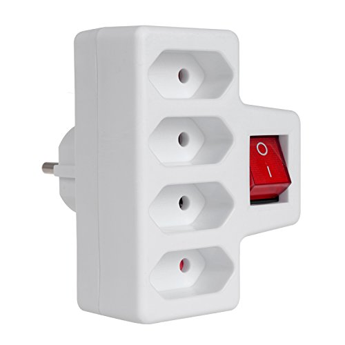 Maclean MCE217 Steckdosenadapter | 4-Fach Mehrfachstecker mit Schalter | Stromverteiler mit 4X Eurosteckdose | Belastbarkeit: 4X 2,5A (4X Eurosteckdose mit Schalter) von Maclean