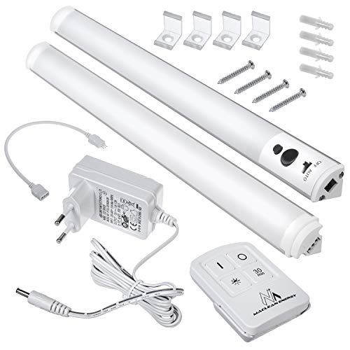 Maclean MCE245 Unterschrank Linear LED Unterbauleuchten mit Fernbedienung Lineare Lichtleiste Timer Helligkeitseinstellung 240LM Kaltweiß (2-Module Set) von Maclean
