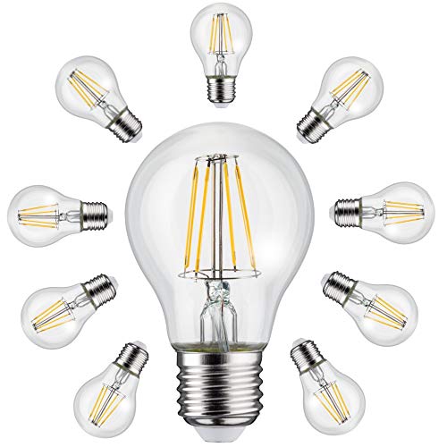 Maclean MCE267 10-er Pack Retro Edison Filament Glühbirne LED E27 Vintage Dekorative Glühlampe Beleuchtung Birne Warmweiß 3000K 230V (10x 6W 600lm) von Maclean