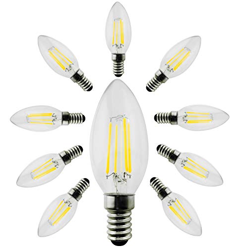 Maclean MCE286 Retro Edison Filament Glühbirne LED Vintage Dekorative Glühlampe Beleuchtung Birne Warmweiß C37 (10x E14 6W Kerze 806lm) von Maclean