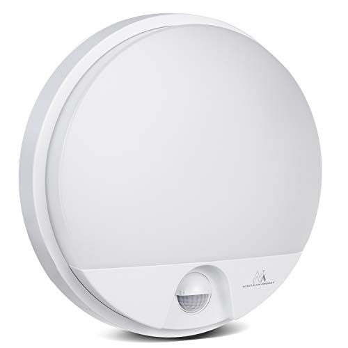 Maclean MCE291 LED Wandleuchte mit Infrarot-Bewegungssensor | 15W 1100lm 4000K | IP54 wasserdicht | Innen & Außen | Dämmerungssensor | Wandmontage | 140° Erfassung (Weiß) von Maclean