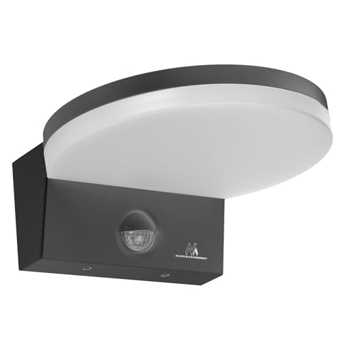 Maclean MCE344 LED Wandleuchte mit PIR Bewegungssensor und Dämmerungssensor, 15W 1560lm Wandlampe IP65 Wasserdicht Außenlampe 4000K Neutralweiß, für Außen- und Innenbereich (Grau) von Maclean
