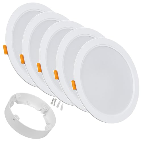 Maclean MCE372 R + MCE377 R LED Licht-Panel Einbaustrahler 5-er Pack Deckenstrahler Deckenspot Deckenleuchte Decken-Strahler Einbauleuchte (5-er Pack 18W Einbaustrahler + Aufputzadapter, Rund) von Maclean