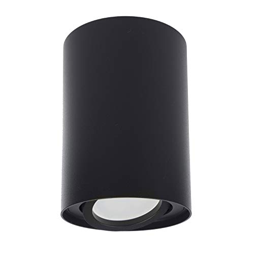 Maclean MCE422 B Deckenaufbauleuchte mit GU10 Fassung für LED & Halogen Leuchtmittel bis 40W Aufputz Schwenkbar Aluminium (Schwarz, 1 Stück - Rund) von Maclean