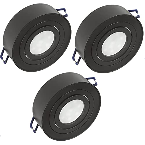 Maclean MCE462B 3x LED Einbaustrahler Einbauleuchte Deckenleuchte 7W 490 Lumen 3000K Warmweiß GU10 Einbaurahmen IP20 (3er Set Rund, Schwarz) von Maclean