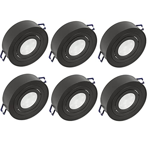 Maclean MCE462B 6x LED Einbaustrahler Einbauleuchte Deckenleuchte 7W 490 Lumen 3000K Warmweiß GU10 Einbaurahmen IP20 (6er Set Rund, Schwarz) von Maclean