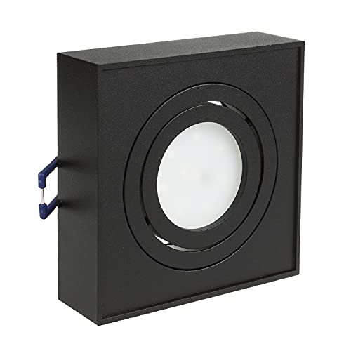 Maclean MCE464B Einbaurahmen GU10 Einbaustrahler Rahmen Einbauleuchte Deckenleuchte max. 35W IP20 (Eckig, Schwarz) von Maclean