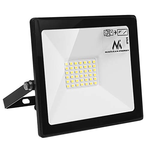 Maclean MCE530 NW LED Flutlicht Strahler LED Fluter IP65 Wasserdicht Scheinwerfer Außenbeleuchtung Licht Slim Premium 2400lm (Neutralweiß 4000K, 30W) von Maclean