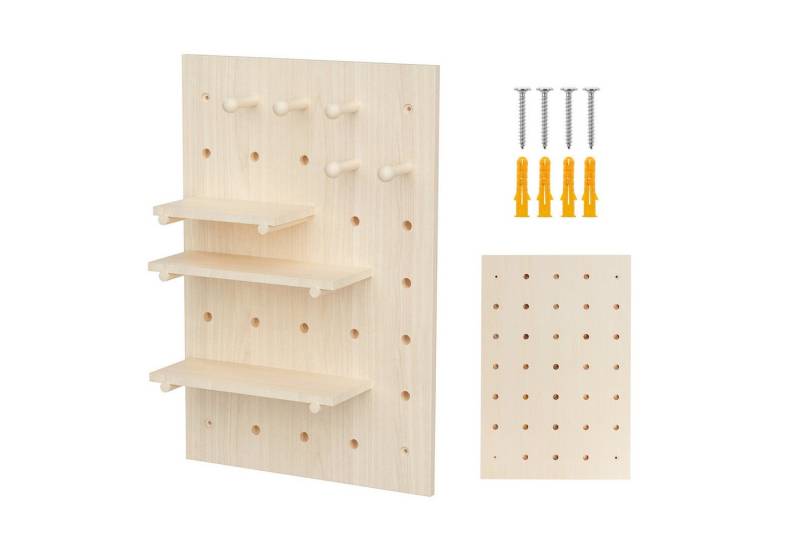 Maclean Wandtafel MC-130 WD Holzbrett-Organisator Steckbrett 40x60 cm, Helle Holzfarbe max. 20 kg, Anzahl der Löcher: 31 von Maclean