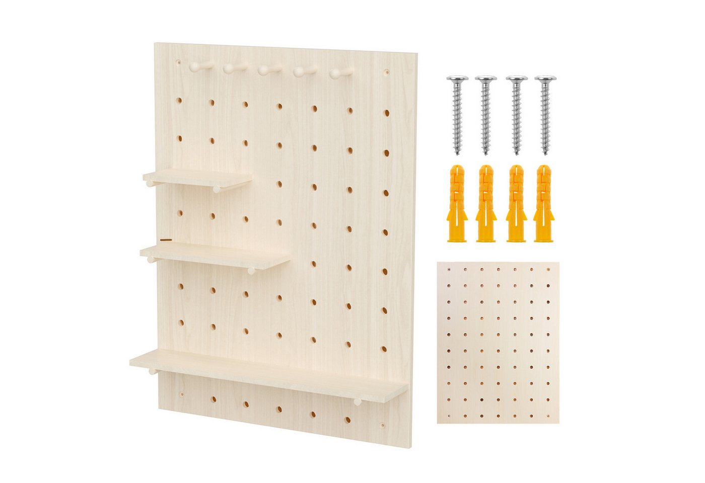 Maclean Wandtafel MC-131 WD Holzbrett-Organisator Steckbrett 60x80 cm, mit 3 praktischen Ablagen und 5 Aufhängern von Maclean