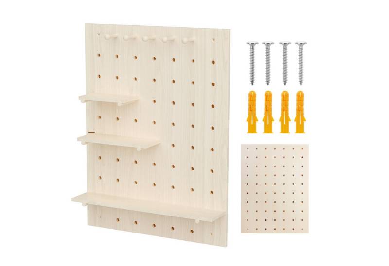 Maclean Wandtafel MC-131 WD Holzbrett-Organisator Steckbrett 60x80 cm, mit 3 praktischen Ablagen und 5 Aufhängern von Maclean