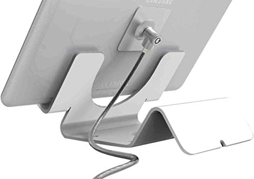 Maclocks Universal Security Tablet Halter mit Kabelschloss für z.B. Apple iPad Air 2, iPad 9,7" (2017), iPad Pro, Samsung Galaxy Tab uvm. [weiß | Aluminium | Diebstahlschutz] - CL12UTH WB von Maclocks